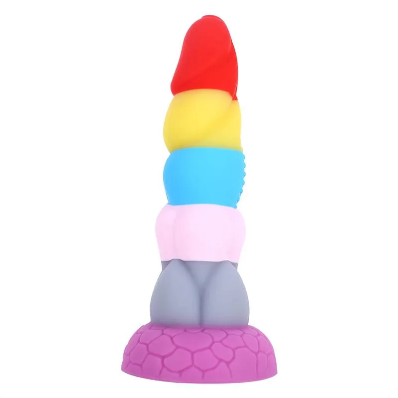 8.6 Inch Fantasy Suction Cup Dragon Dildo in Rainbow