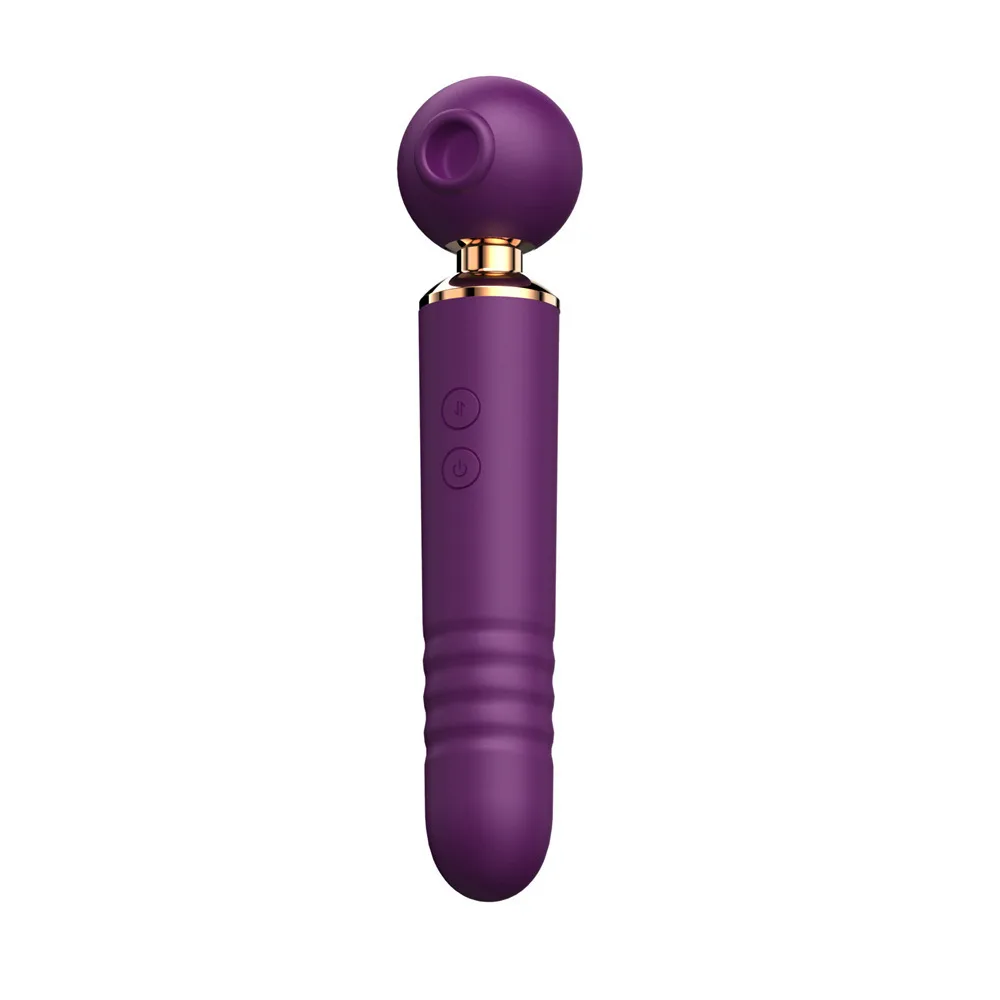 3 IN 1 Purple Sucking Thrusting and Flapping Wand Vibrator