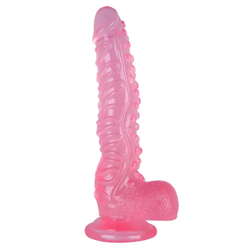 10.5 Inch Big Pink Beaded Penis Alien Dildo