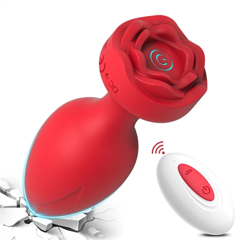 Remote Control Rose Anal Vibrator Butt Plug