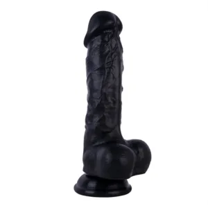 8 Inch Life Size Black Real Feel Silicone Dildo