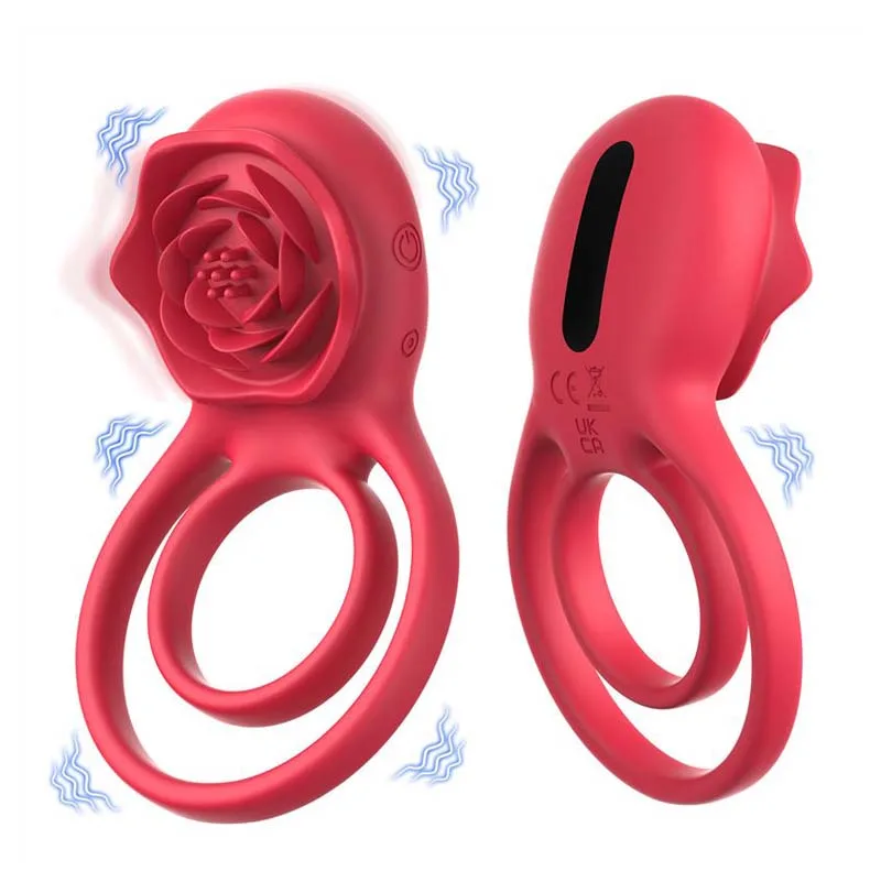 Remote Control Rose Clit Stimulator & Vibrating Penis Ring for Couples