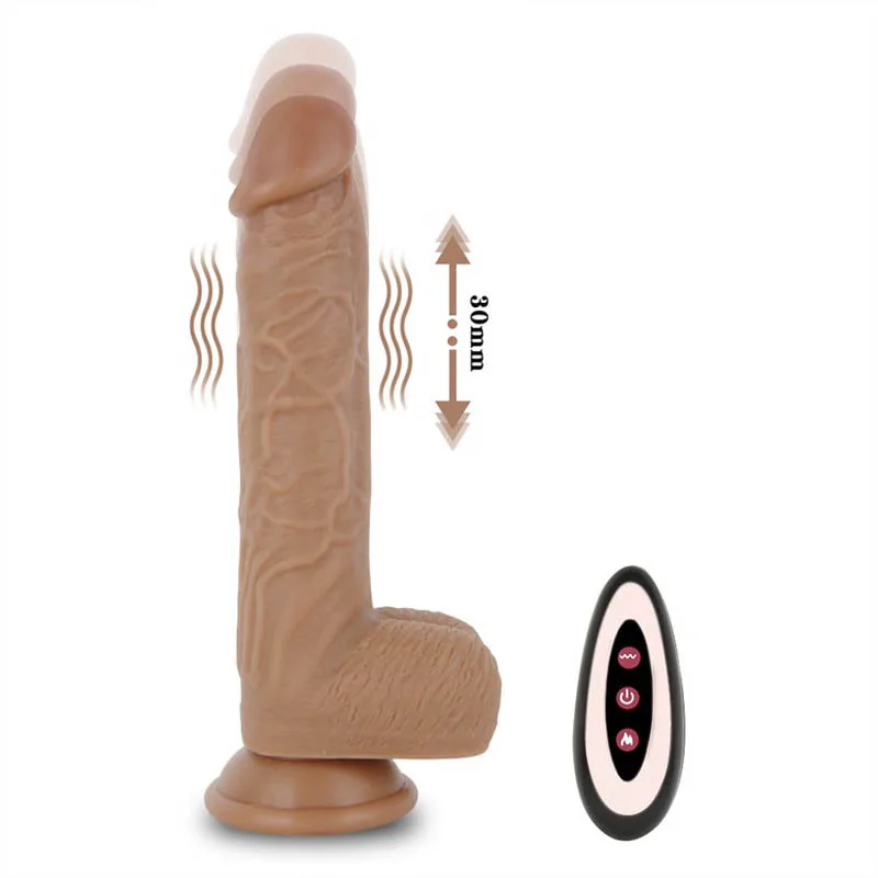 8 Inch Natural Big Wireless Warming Vibrating Dildo