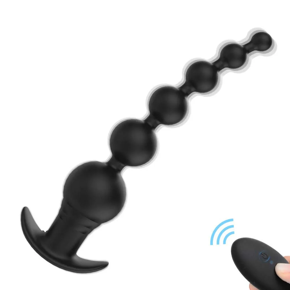 Flexible Anal Beads with Removable Wireless Bullet Vibrator